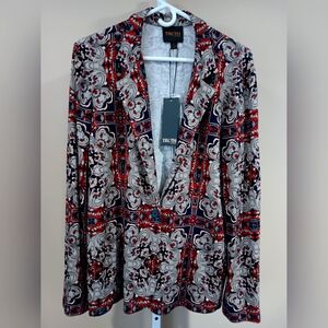 Truth By Republic Women's (Size L) Red Gray Print Button Style Blazer (NWT)